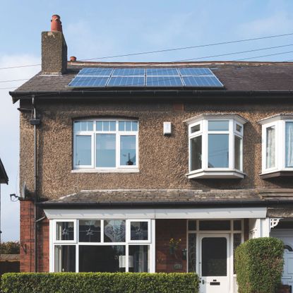 Solar panels on the roof on a semi-detached house