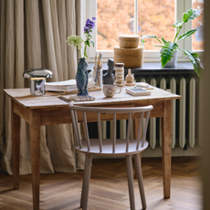 Scandi-style decor on a dining room table.